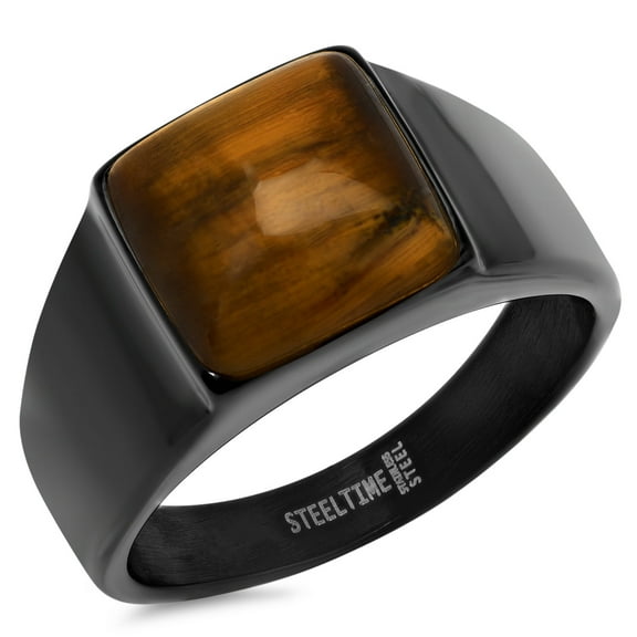 STEELTIME Men's Eye of The Tiger Black Square Ring Fashion-Forward Bold and Edgy Design