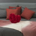 thumbnail image 6 of JWH 3D Heart Shape Wool Flower Accent Throw Pillow for Valentine Elegant Decor and Gift 13x16inch Red, 6 of 14