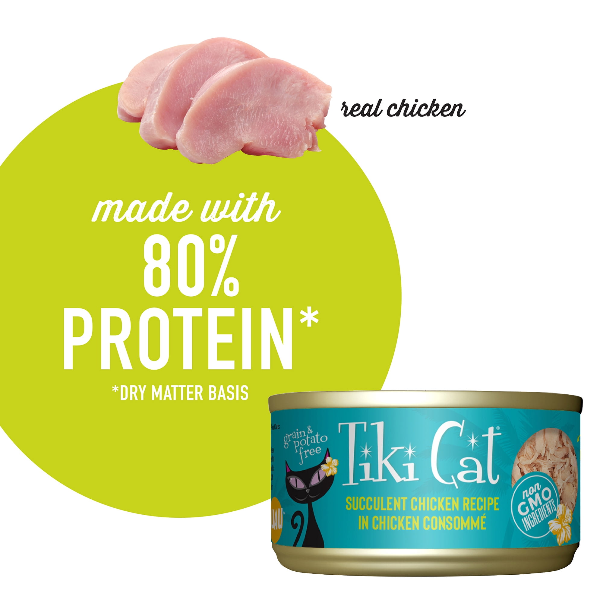 (24 pack) Tiki Cat Luau Wet Cat Food, Succulent Chicken, 2.8 oz. Can