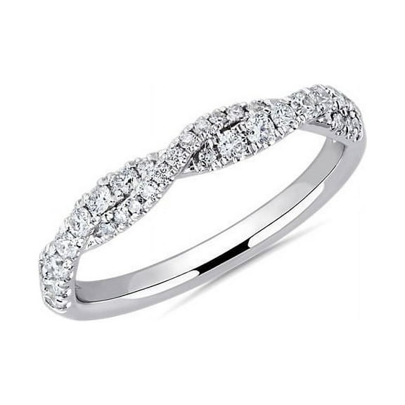 0.30 Ct Clarity-VS1 Round Cut Genuine Diamond Stunning Half Eternity Band for Wedding Solid 14K White Gold Size 7