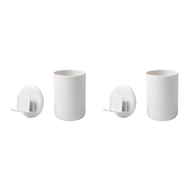 Monstrate Soporte para cepillo de para colgar en la pared, estante de almacenamiento para baño, organizador de de inodoro, blanco No.01 2piezas