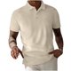 thumbnail image 1 of Blusa de Manga Corta Hombres Versátil Moda Color Sólido Botón Cuello de Vuelta, Camisa Casual Ligera para Diario, 1 of 3