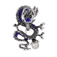 thumbnail image 2 of Tnobhg Chinese Style Brooch Men Enamel Dragon Shape Faux Pearl Pin Clothing Coat Badge Jewelry Party Accessories, 2 of 8