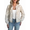 thumbnail image 3 of Womens Jacket Long Sleeve Zip Up Floral Outerwear Soft Casual Fall Coats Khaki M, 3 of 9