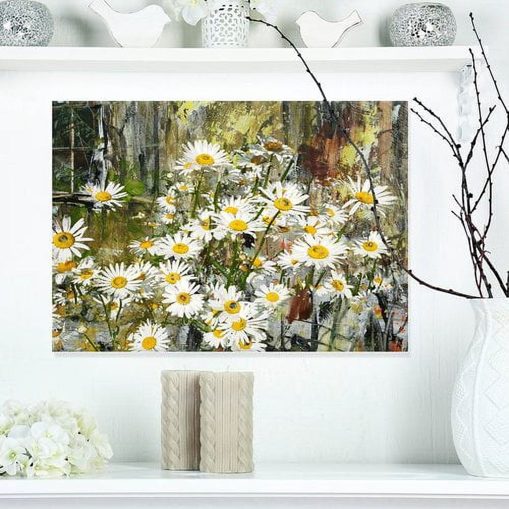 Designart 'Daisies Flowers Under the Window ' Floral Art Canvas Print