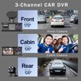 thumbnail image 4 of PUGTOP 3 canales coche DVR HD 1080P 3 lentes dentro del vehículo cámara de salpicadero cámara Wifi DVRs grabadora de vídeo Dashcam videocámara, 4 of 5