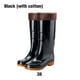 thumbnail image 5 of Jumpingount Botas de lluvia, zapatos calentadores de muslo de plástico, chanclos de plana, cómodos y puros, diarios, informales, para el día de Accesorios de calzado Negro Algodón&amp;gt;38 Jumpingount AP013571-08, 5 of 6