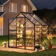 thumbnail image 5 of Polycarbonate Walk-In Greenhouse 6x4 FT – Outdoor Garden Greenhouse with Aluminum Frame, Sliding Door & Roof Vent Window, UV-Resistant Panels, Durable Plant House for Backyard, Patio & Gardening, 5 of 9