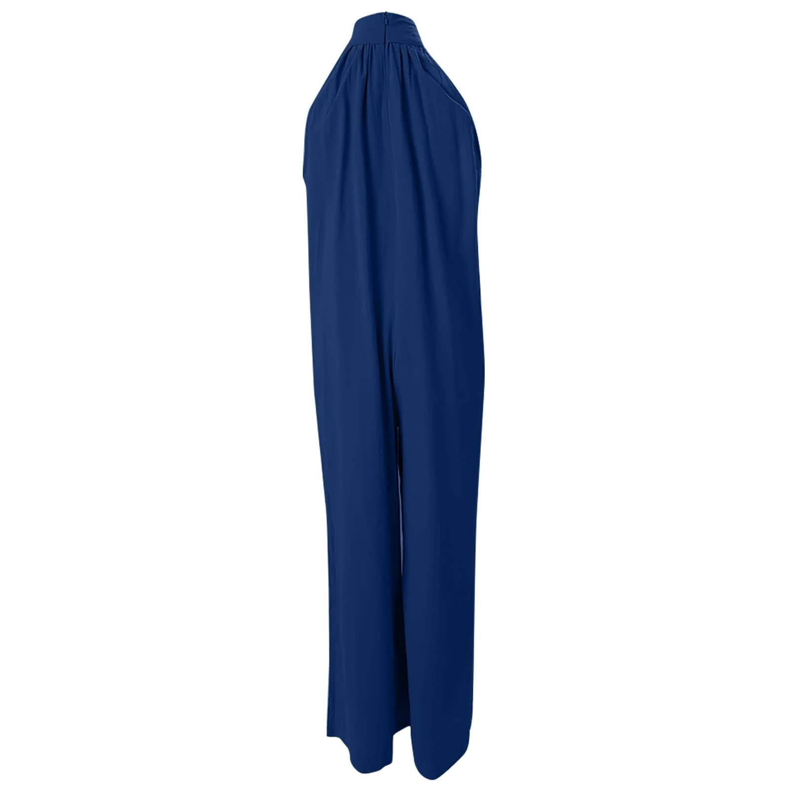 Elegant Plain V neck Wide Leg Long Sleeve Navy Blue Womens Jumpsuits  (Women's Jumpsuit) - Walmart.com