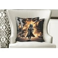 thumbnail image 4 of Ambesonne Cat Throw Pillow Cover Pack of 2, Cinematic Humorous Agent Kitty, 2 Pcs-28"x28", Pale Orange and Dark Grey, 4 of 5