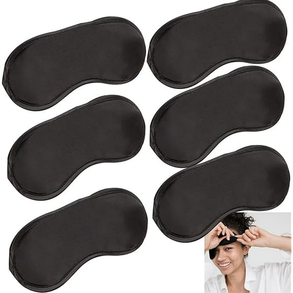 1997 6 Pack Blindfold Eye Mask Cover Sleep Mask for Party Games Travel Sleep Team Build Party Supply with Adjustable Strap for Women Men Kids, Black