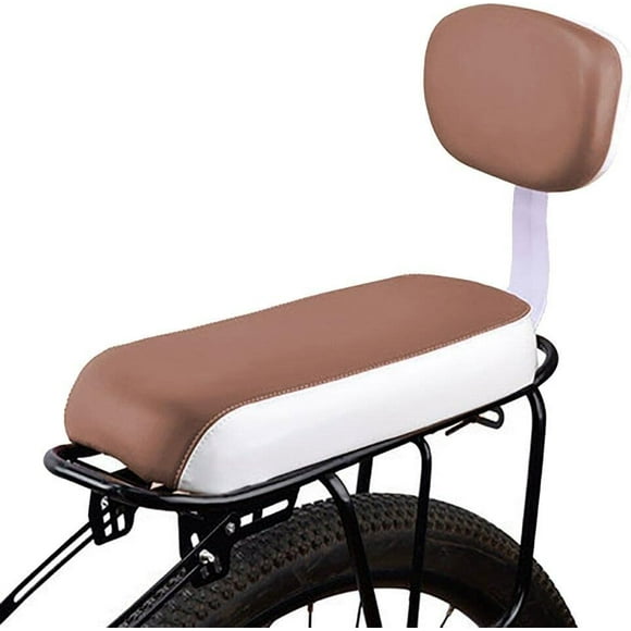 Bike Back Seat Cushion, Universal Soft Bicycle Rear Seat, Cushion Leather Bicycle Manned Cushion with Back,Brown