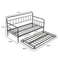 thumbnail image 3 of Twin Size Daybed with Pull Out Trundle, Heavy Duty Metal Sofa Bed for Kids Teens Adults, Premium Steel Slat Support, No Spring Box Needed, Black 77.48"L x 41.1"W x 43.3"H, 3 of 9