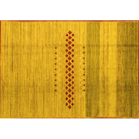 Ahgly Company Indoor Rectangle Abstract Yellow Modern Area Rugs, 2' x 3'