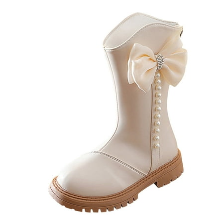 

Huesdet Girls Riding Boots Fashion Buckle Side Zipper Knee High Boots for Toddler/Little Kid/Big Kid(White 11-11.5 Years)