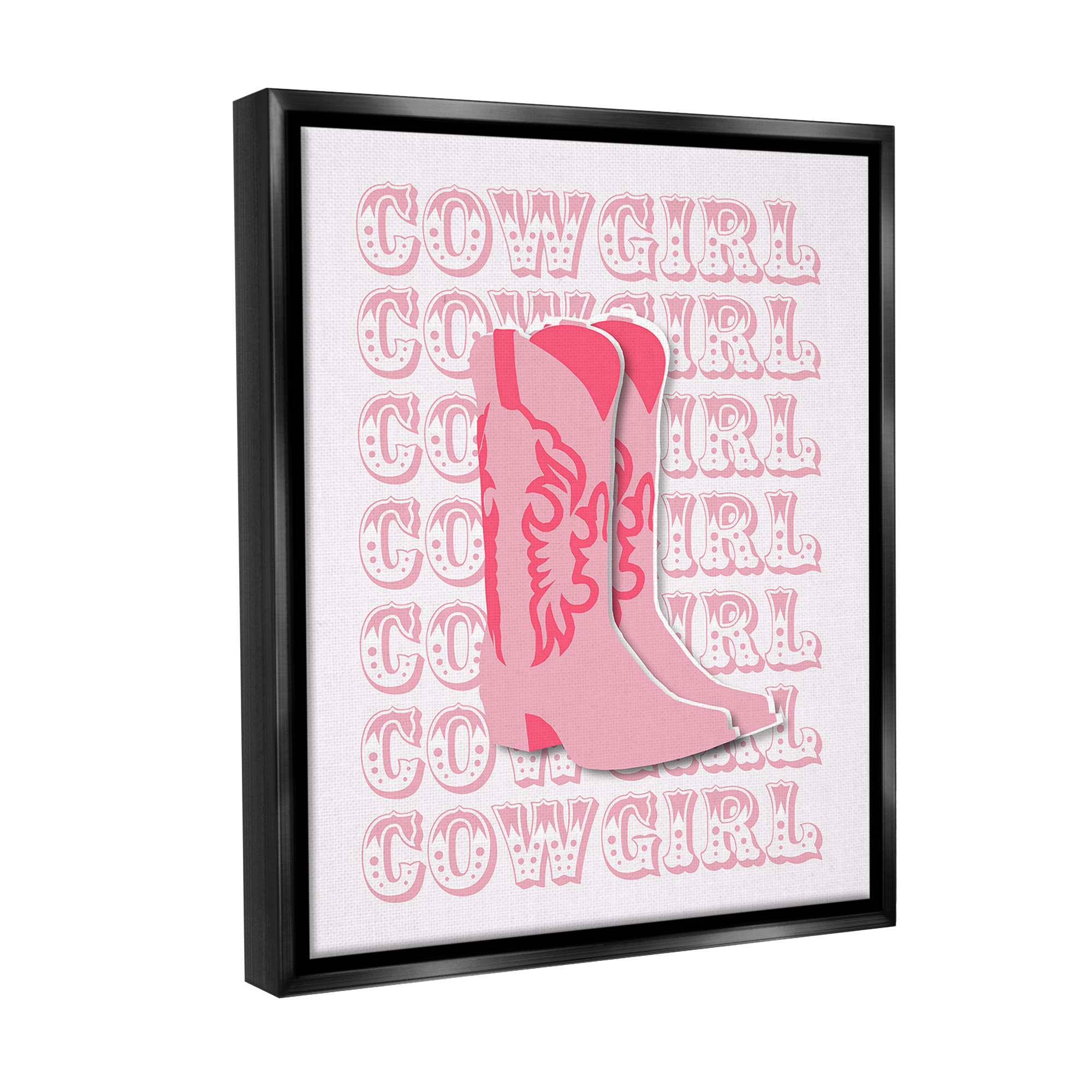 Stupell Industries Pastel Cowgirl Boots Beauty & Fashion Painting Black Floater Framed Canvas Art Print Wall Art, 17 x 21