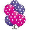 PMU Polka Dot Balloons 11in Premium Purple and Hot Pink with All-Over print White Dots Pkg/100