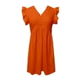 thumbnail image 4 of Vestido informal de color liso para mujer con mangas colgantes de encaje y mini falda - Poliéster, diseño con volantes y cuello en V, apto para mujeres embarazadas, 4 of 4