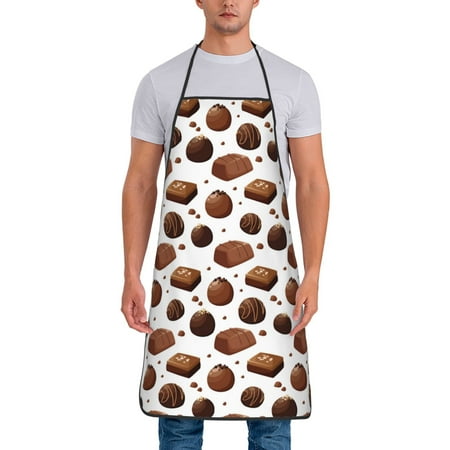 

Chef Aprons for Men and Women - Chocolate Pattern No.9043 Oil-Resistant Bib Aprons for Cooking Waterproof BBQ Grilling Kitchen Aprons Gifts for Women and Men