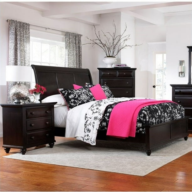 Give your bedroom a rustic chic look with the warmth of this montauk panel configurable bedroom set. Broyhill Farnsworth Sleigh Bed 3 Piece Bedroom Set In Inky Black Stain Walmart Com Walmart Com