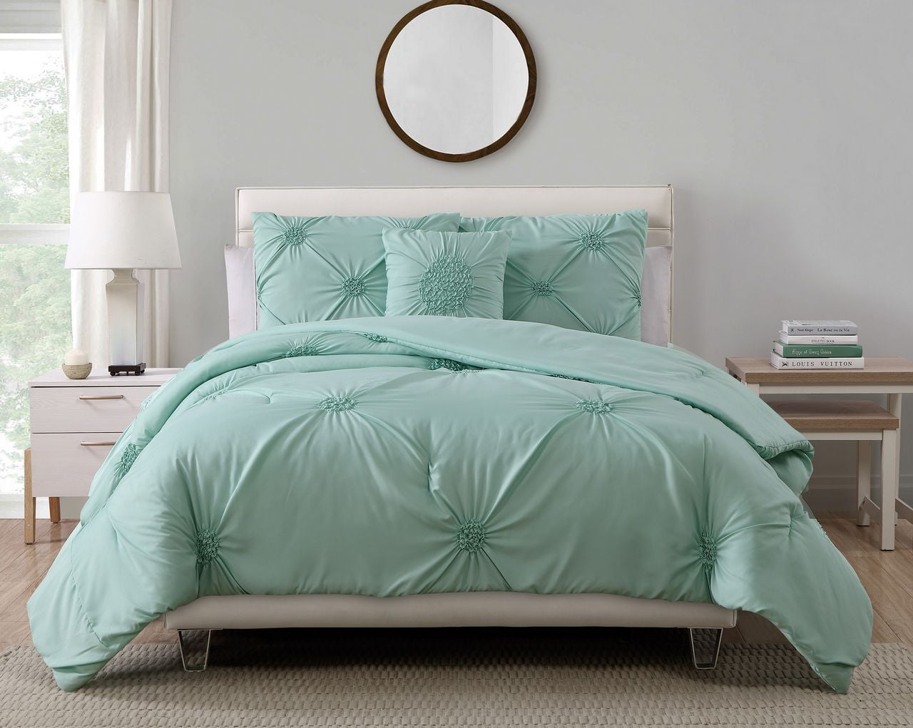 4 Piece Paige Charcoal Seafoam Comforter Set Walmart Com