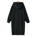thumbnail image 4 of VISALY Hoodies Pullover Drawstring Sweatshirt Women's Sweatshirt Dress Knee Length Long Pullover Tops Fall Winter Sweater Oversized Sweatshirt Pullover Sweatshirt Basic Tops Black L, 4 of 7