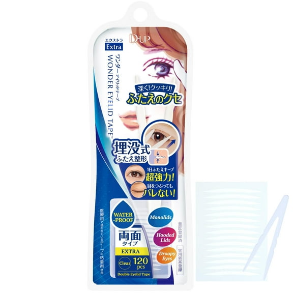 D-UP Wonder Eyelid Strips, 120 Pc Waterproof, Invisible Blend Double Eyelid Lift, White