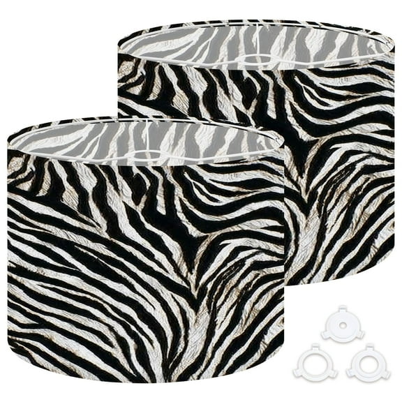Lamp Shades Set of 2 Easy Assembly Zebra print animal skin tiger stripes abstract line fabric Drum Lampshades for Table Lamps Floor Lamps Pendant Light 13"x13"x10" Replacement Lamp Shade