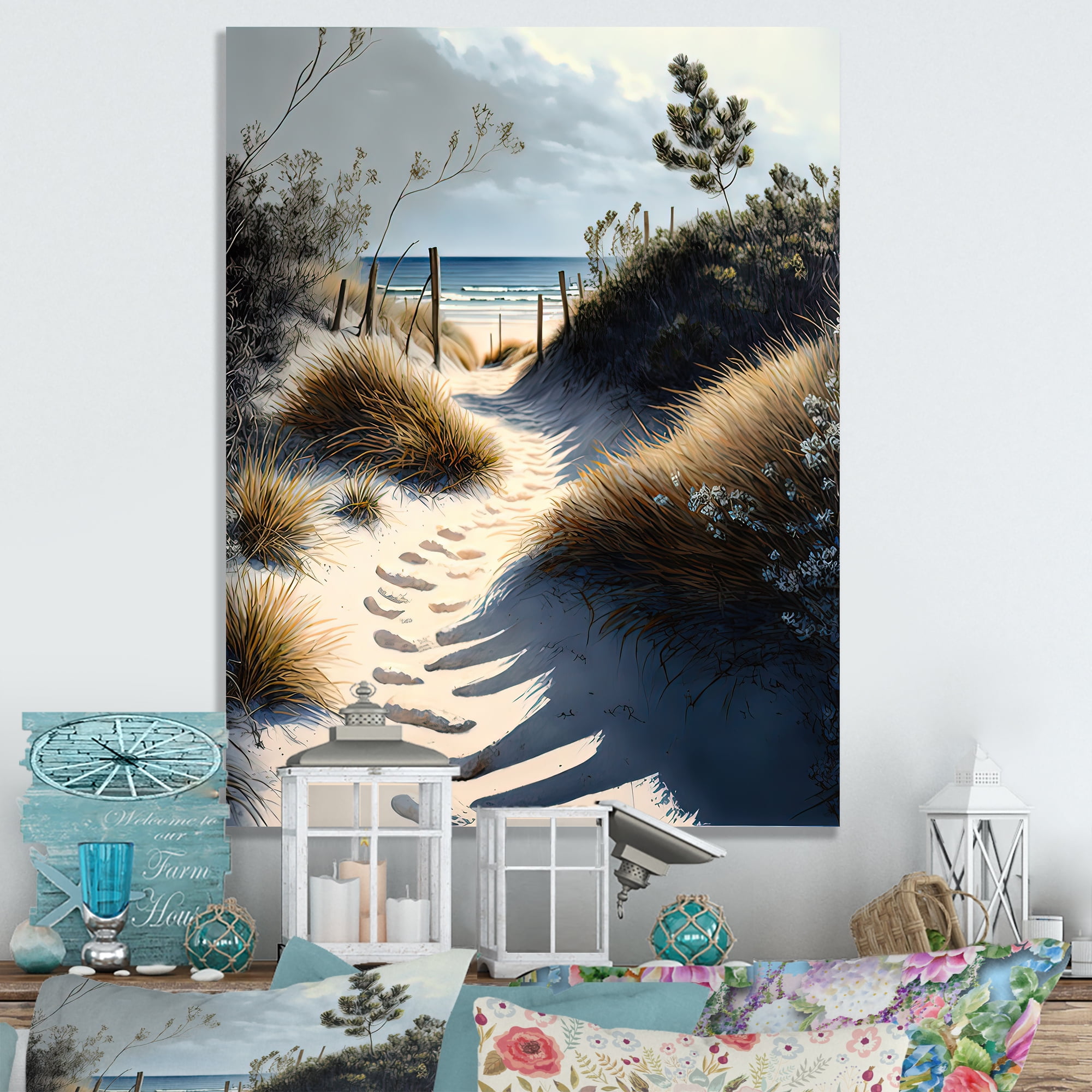 Designart Walkway To The Beach I Canvas Wall Art