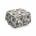 thumbnail image 1 of Botanical Ottoman Cover, Monstera Leaf and Flowers, 2 Piece Slipcover Set with Ruffle Skirt for Square Round Cube Footstool Decorative Home Accent, Standard Size, Multicolor, by Ambesonne, 1 of 5