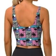 thumbnail image 4 of Picia Hawaii Palms Sports Bra for Women,Padded Strappy Sports Bras Medium Support Yoga Bra with Removable Cups,Running Yoga Bra-Small, 4 of 9