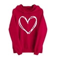 thumbnail image 4 of Tbopshirt Hoodies for Women Plus Size Oversized Valentine's Day Casual Round Neck Long Sleeve Pullover with Front Pocket and Drawstring Sweatshirt Red,L, 4 of 6