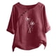 thumbnail image 1 of Blusas de Manga Corta para las Mujeres Impreso Cuello Redondo Camiseta, Top de Algodón de Imitación Casual para el Hogar Y Diario, 1 of 4