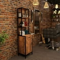 thumbnail image 2 of OmySalon Salon Station for Hair Stylist, Wall Mount Barber Stations, Hair Styling Storage Cabinet with 3-Tier Open Shelves,1 Drawer, 1 Cabinet & 3 Hot Tool Holders,Rustic Brown, 2 of 8