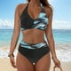 thumbnail image 4 of Trajes de baño tankini para mujer Trajes de baño para mujer Trajes de baño de 2 piezas con estampado tropical hawaiano Cami sujetador y volantes Conjuntos de baño Ropa de playa, 4 of 9