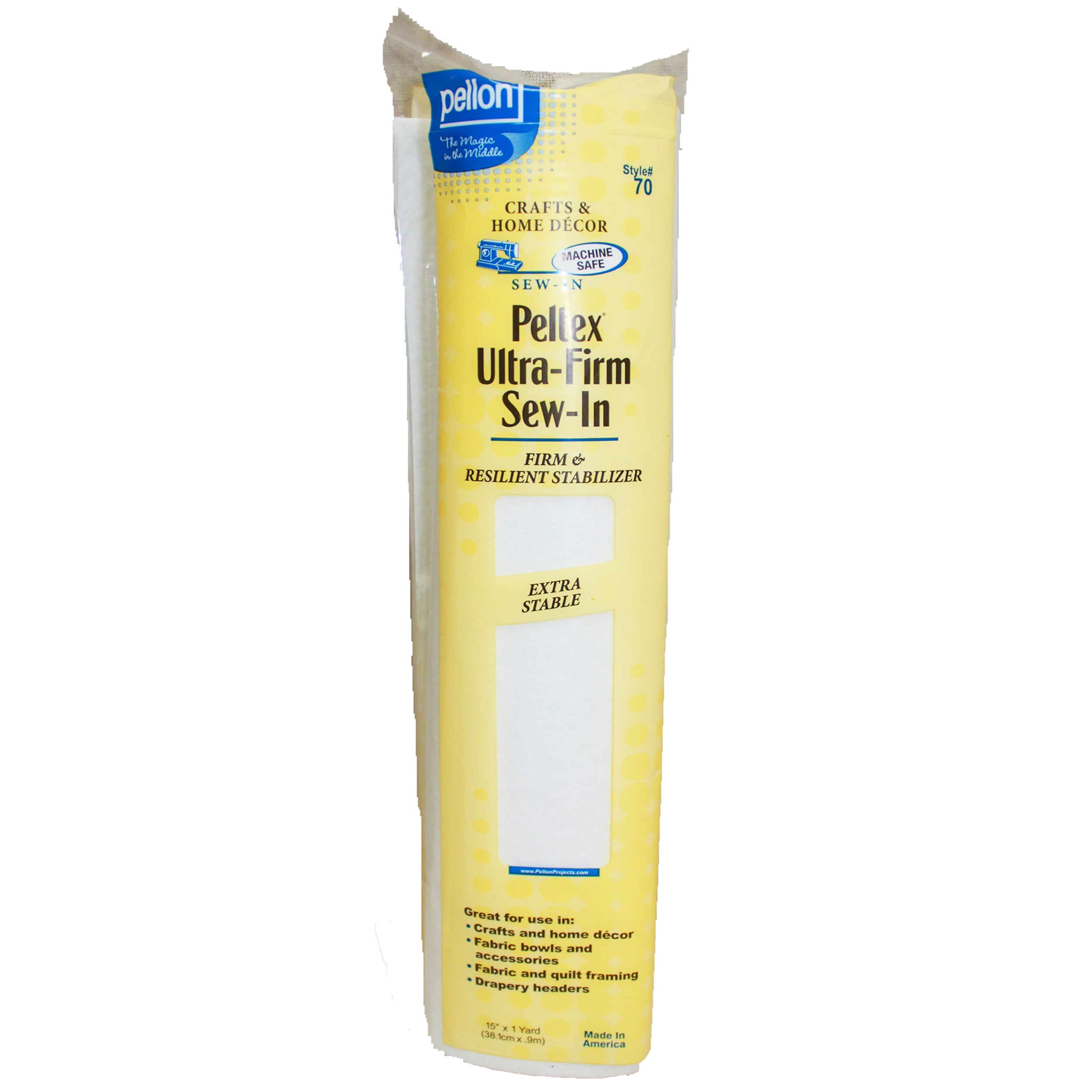 Pellon 70 Peltex Sew-in Fabric Stabilizer, White 15' x 1 Yard Precut Package