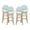Bamboo Print Finish/Light Teal/White, variant on GDF Studio Danberry Outdoor Wicker and Aluminum 29.5 Inch French Barstools, Set of 4, Navy Blue, White, and Bamboo Print Finish