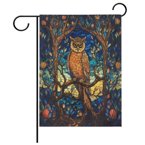 Ryvnso Owl on Branch Garden Flag 12x18 Inch Double Sided Seasonal Yard Decoration