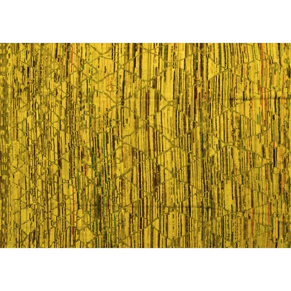 Ahgly Company Indoor Rectangle Abstract Yellow Modern Area Rugs, 5' x 7'