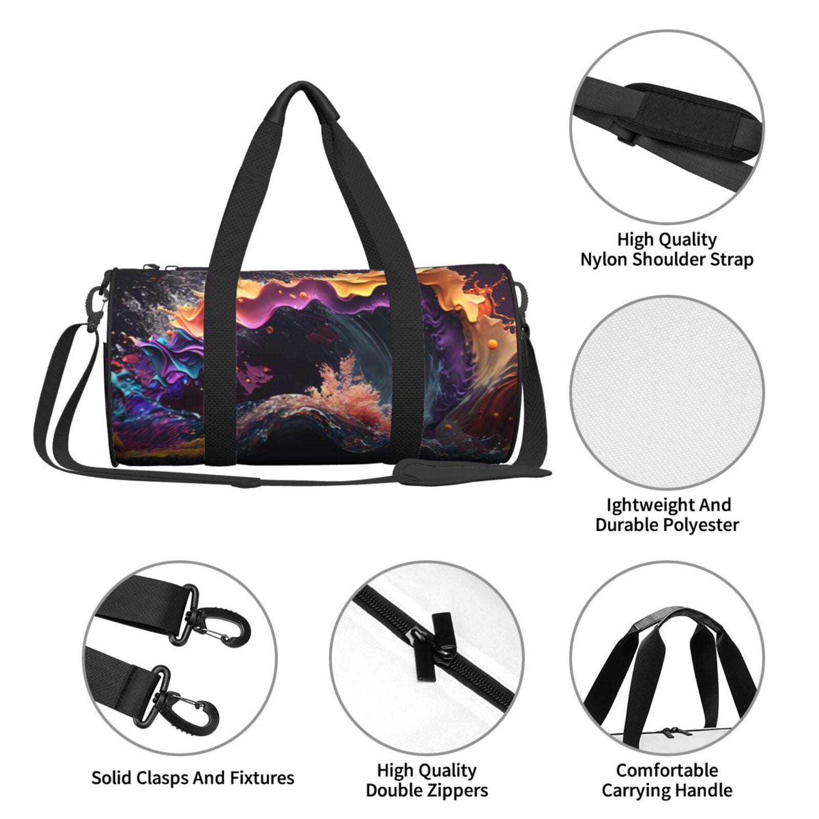 Vsdgher Explosive Fluid Splash Art 45L Foldable Duffel Bag, Sports Gym Bag,Overnight Bag, Portable Weekender Bag for Airplanes