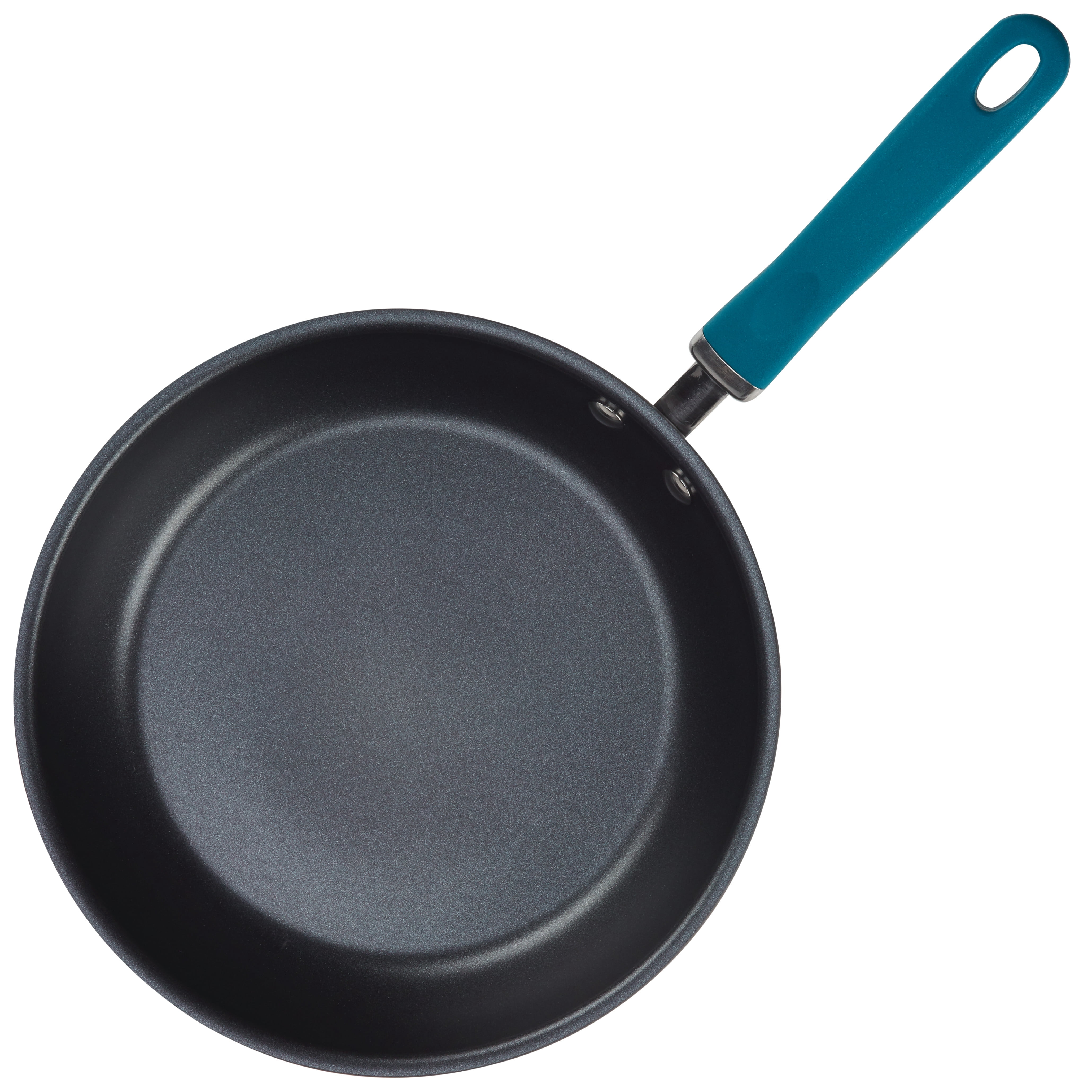Rachael Ray Create Delicious 9.5 " and 11.75" Hard-Anodized Aluminum Nonstick Deep Skillet, Teal Handles