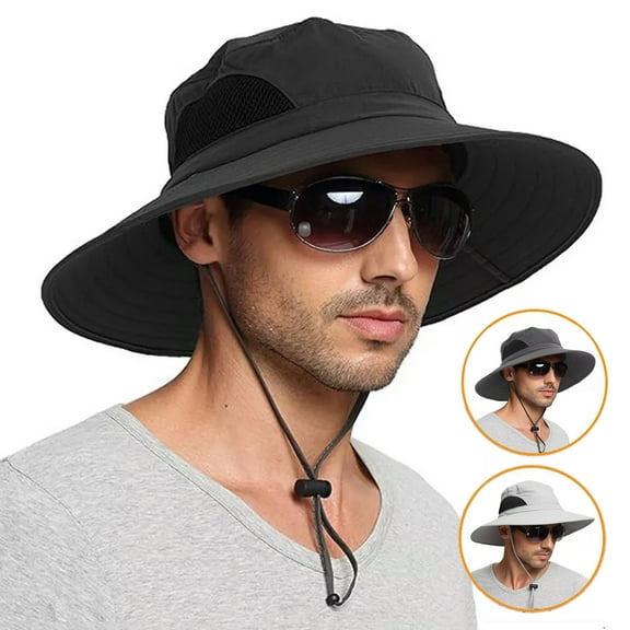Unisex Bonnie Bucket Hat Wide Brim Breathable Sun Mesh Cap UV Protection for Outdoor Fishing Hiking Camping, Black