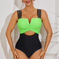 thumbnail image 4 of Elainilye Fashion One Piece Bathing Suit for Women Solid Color Sexy Hollow Swimsuit One-Piece Swimsuits Beachwear,Green, 4 of 6