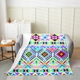 thumbnail image 2 of Aztec Flannel Fleece Blanket Neon Geometric Diamond Sherpa Blanket Western Bohemian Throw Blanket for Bed Couch Tribal Geometry Southwestern Soft Warm Plush Bed Blanket, 2 of 5