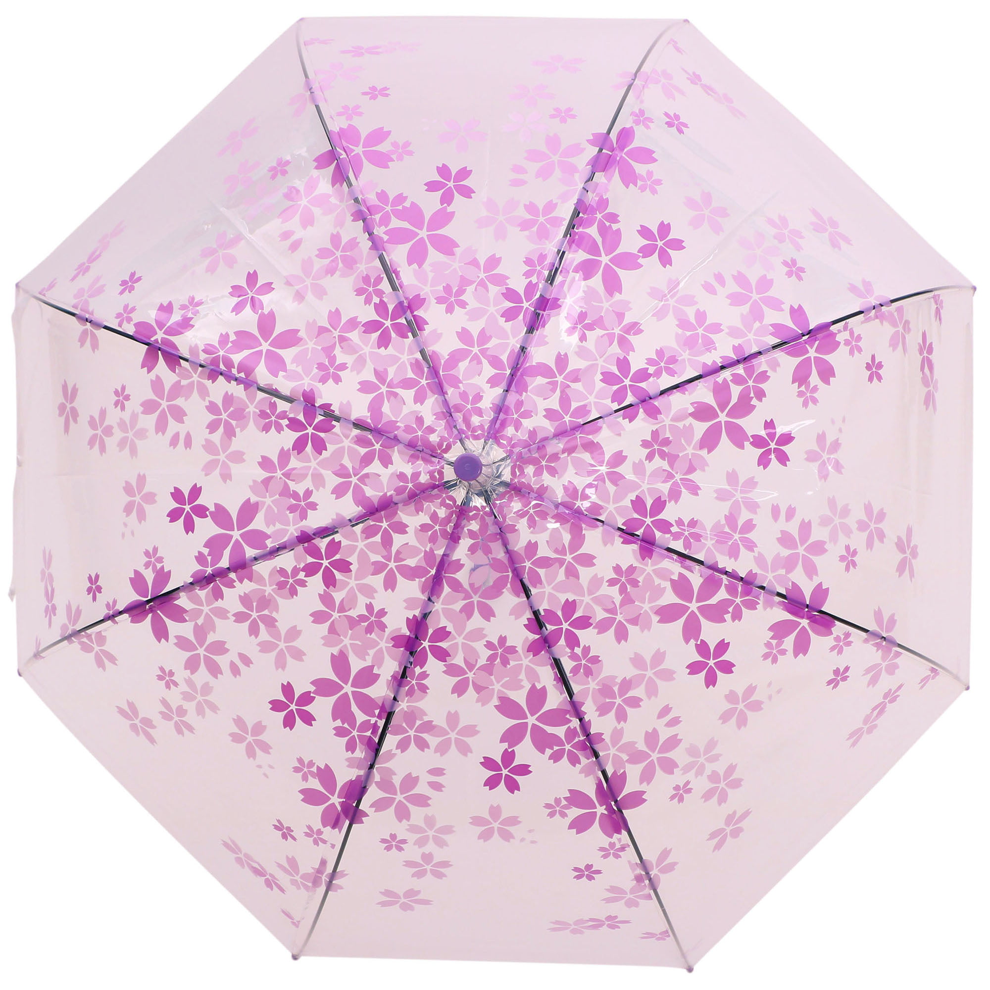 Large Premium Transparent Rain Dome Umbrella Purple Fibreglass Frame & Ribs 