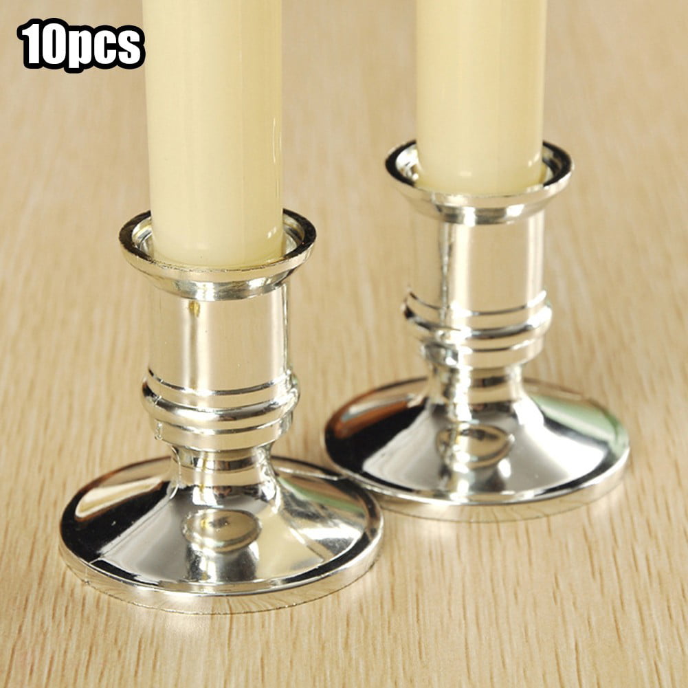 Gold F Fityle 2pcs Plastic Pillar Candle Base Electronic Taper Candle Stand Holder Candlestick 5.8cm
