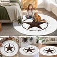 thumbnail image 6 of Country Star Texture Round Living Room Rugs 7 ft, Western Farm Traditional Texas Style Washable Area Rug with Non-Slip Sturdy Edge Binding Round Carpet for Kitchen Office Bedroom, 6 of 9