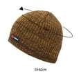 thumbnail image 6 of dianhelloya Warm hat LadyMen Hat Fleece Unisex Letter Decor Knitted Elastic Keep Warm Solid Color Thick Winter Beanie Hat for Daily Wear Blue, 6 of 8