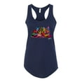 thumbnail image 2 of Wild Bobby, Colorful Rainbow Cat Animal Lover Ladies Racerback Tank Top, Navy, Small, 2 of 3