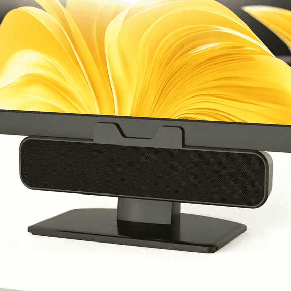 Bravoul USB Computer Speakers with Clamps and USB-C to USB A Adapter, Black